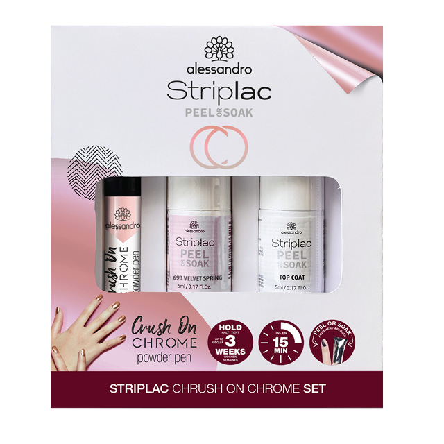 Striplac Peel or Soak CRUSH ON CHROME SET ROSÉ